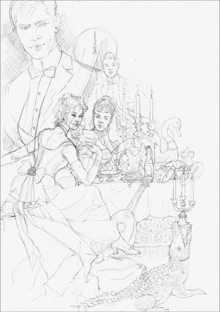 Tete-a-Tete - Pencil Sketch by Anne Yvonne Gilbert for The Night Circus