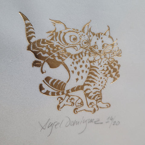 The Owl and the Pussycat - Gold embossed and signed by Angel Dominguez
